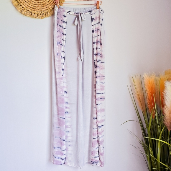 Young Fabulous & Broke, New Gray Tie Front Split Leg Harem Beach Pants Medium - Picture 2 of 12